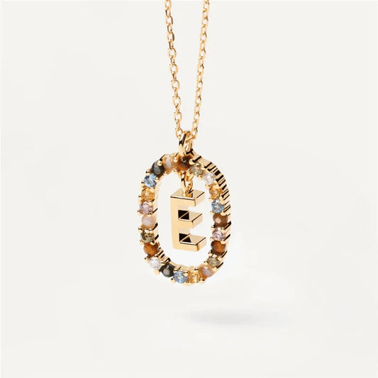 MULTI STONE INITIAL A-Z NECKLACE