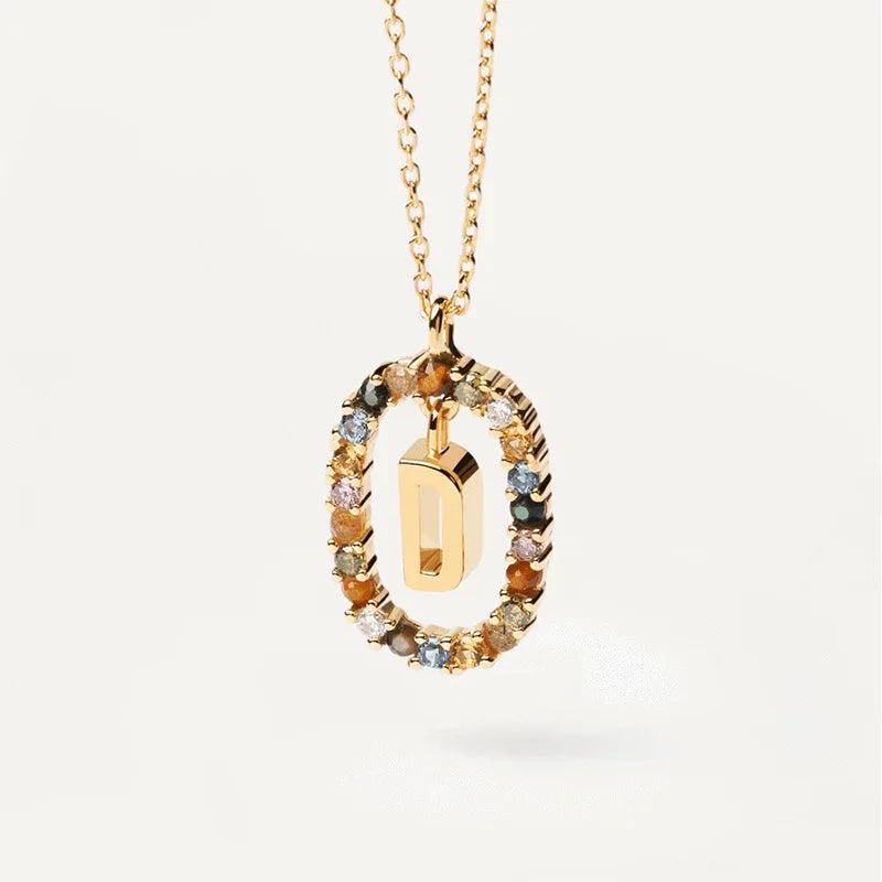 MULTI STONE INITIAL A-Z NECKLACE