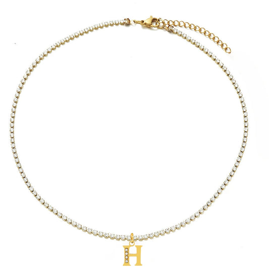 TENNIS INTIAL CHOKER A-Z NECKLACE