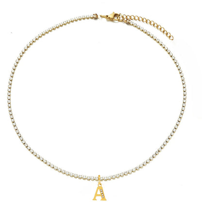 TENNIS INTIAL CHOKER A-Z NECKLACE