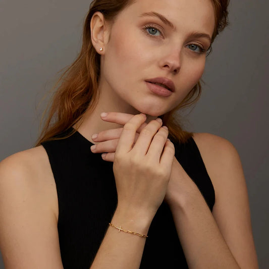 PAPERCLIP DIAMOND CROSS BRACELET