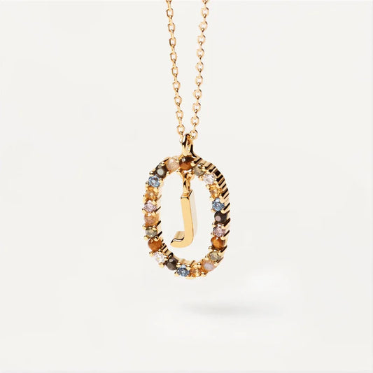 MULTI STONE INITIAL A-Z NECKLACE