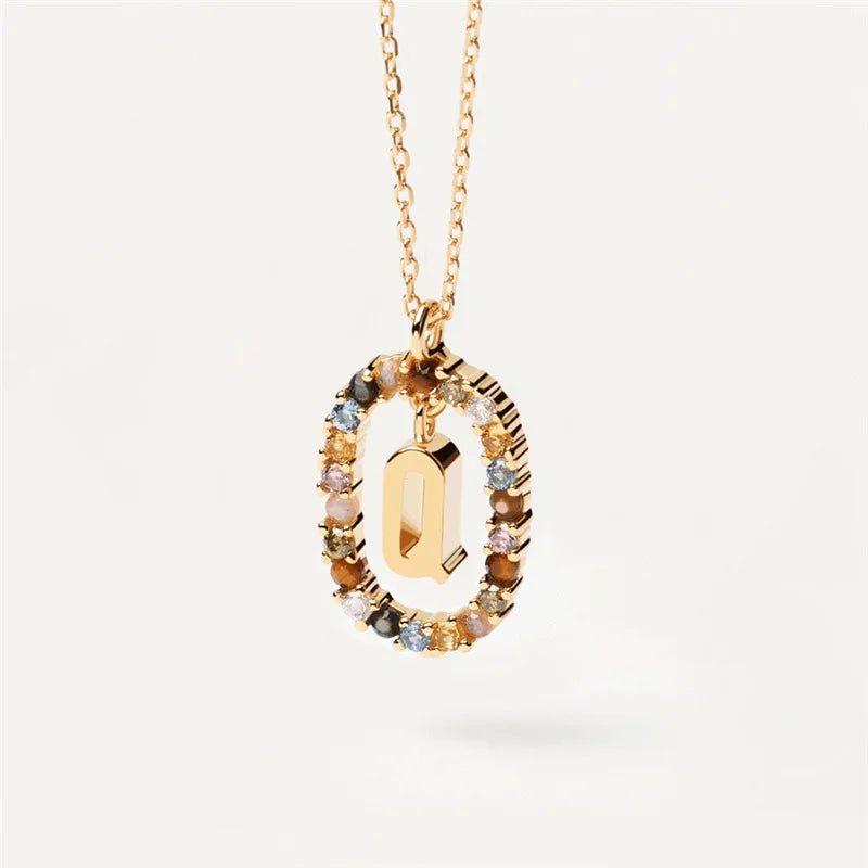 MULTI STONE INITIAL A-Z NECKLACE
