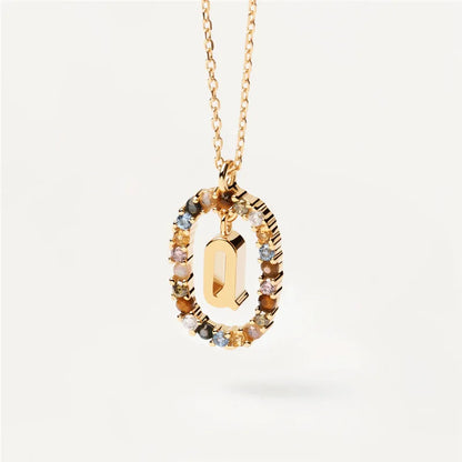 MULTI STONE INITIAL A-Z NECKLACE