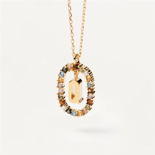 MULTI STONE INITIAL A-Z NECKLACE
