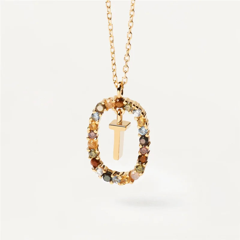 MULTI STONE INITIAL A-Z NECKLACE