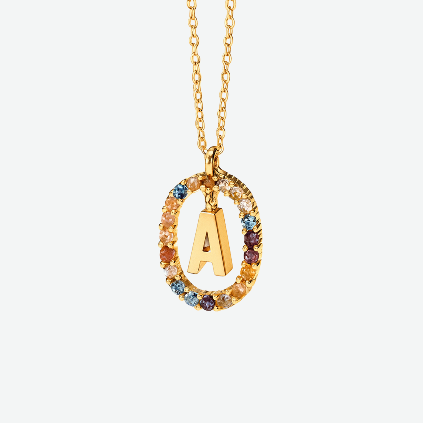 MULTI STONE INITIAL A-Z NECKLACE