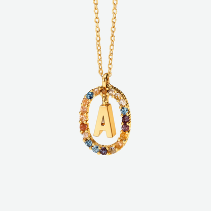 MULTI STONE INITIAL A-Z NECKLACE