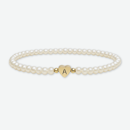 PEARL HEART LETTER A-Z BRACELET