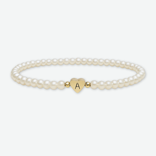 PEARL HEART LETTER A-Z BRACELET