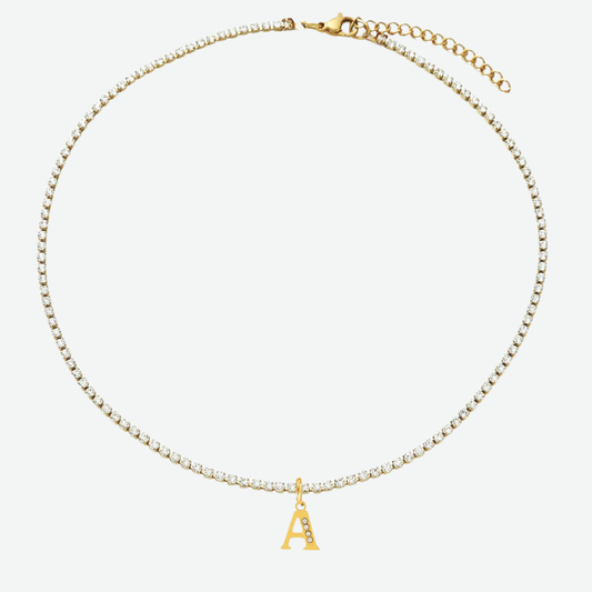 TENNIS INTIAL CHOKER A-Z NECKLACE