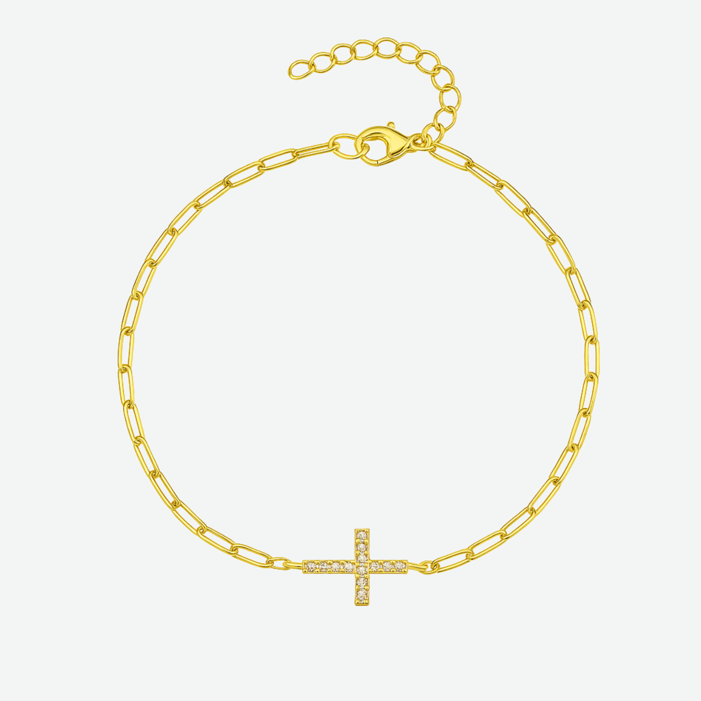 PAPERCLIP DIAMOND CROSS BRACELET
