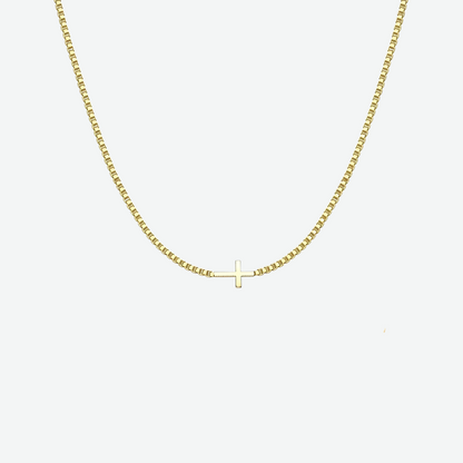 GOLD SIDE CROSS NECKLACE
