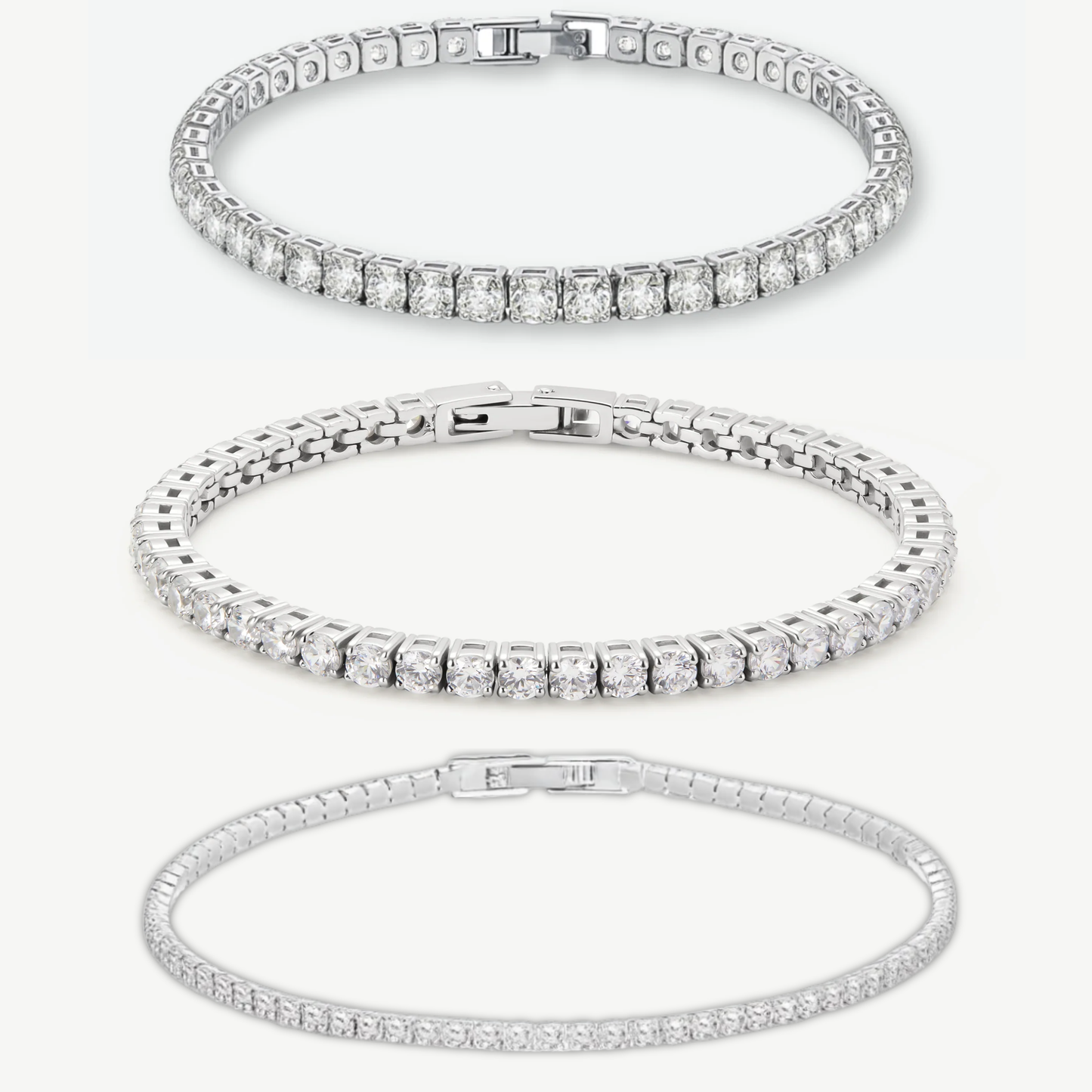 HALO - TENNIS MULTI-SIZE SILVER BRACELET BUNDLE