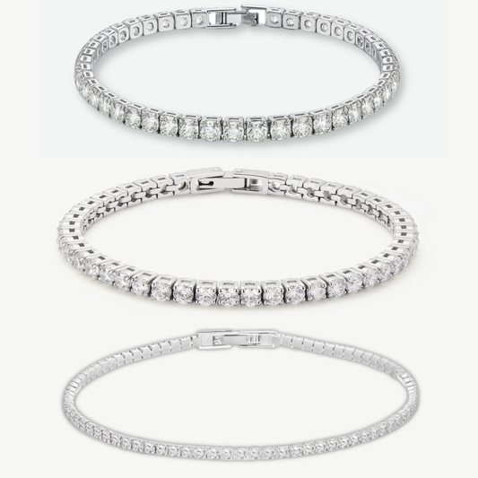 HALO - TENNIS MULTI-SIZE SILVER BRACELET BUNDLE