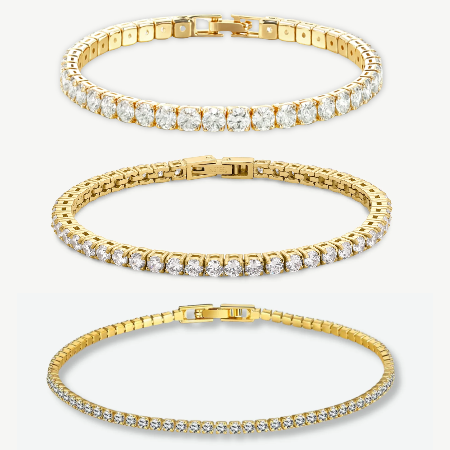 HALO - TENNIS MULTI-SIZE GOLD BRACELET BUNDLE