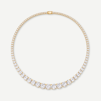 HALO GRADUATED - TENNIS NECKLACE / GOLD