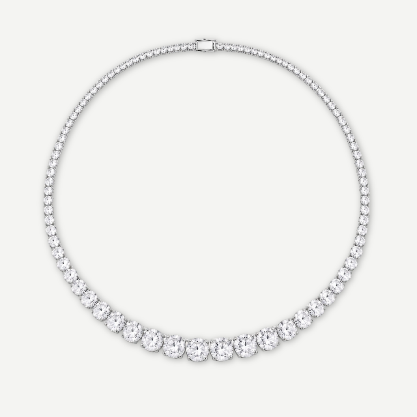 HALO GRADUATED - TENNIS NECKLACE / SILVER