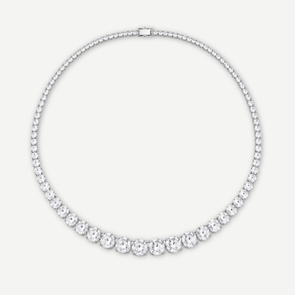 HALO GRADUATED - TENNIS NECKLACE / SILVER