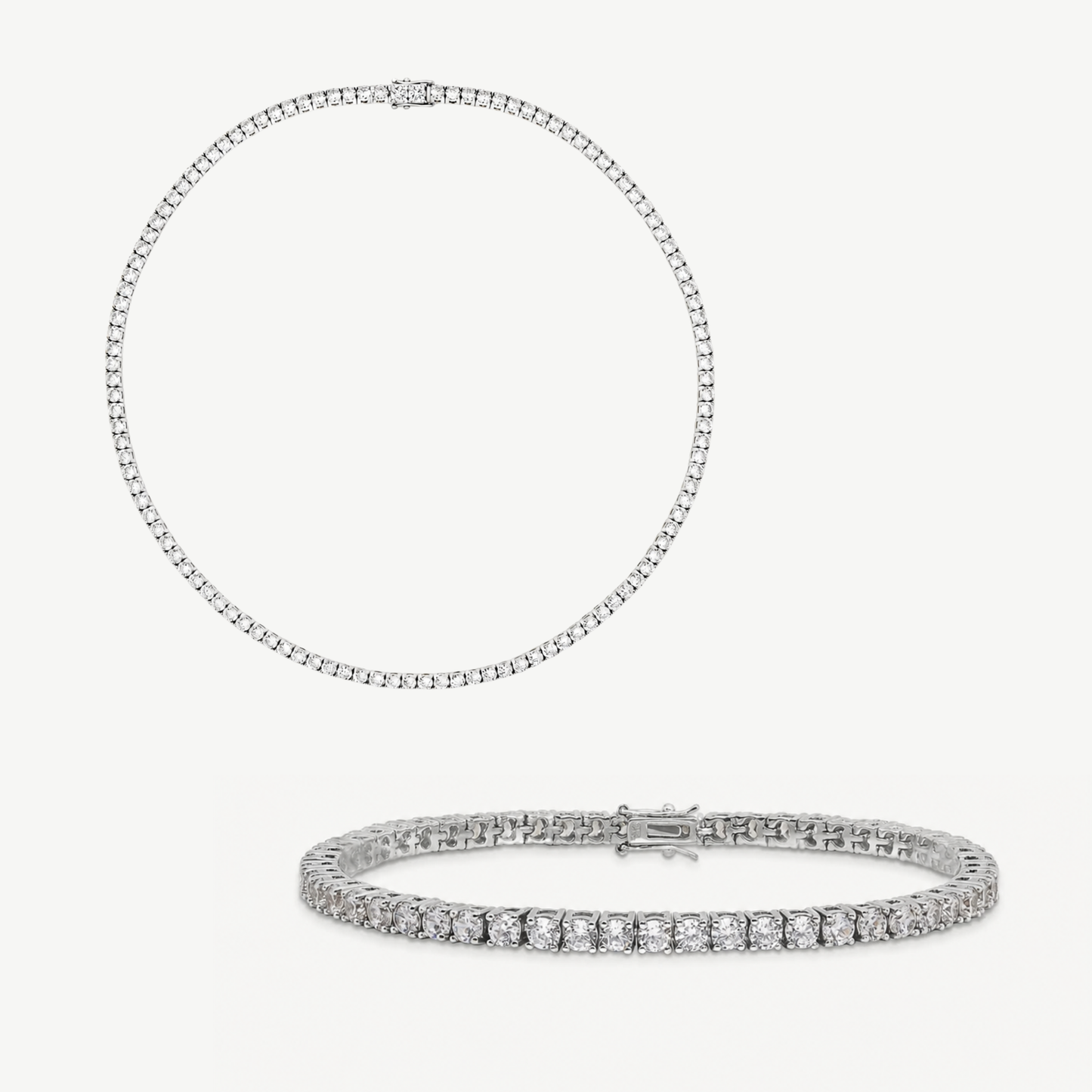 HALO - PARURE COLLIER ET BRACELET TENNIS