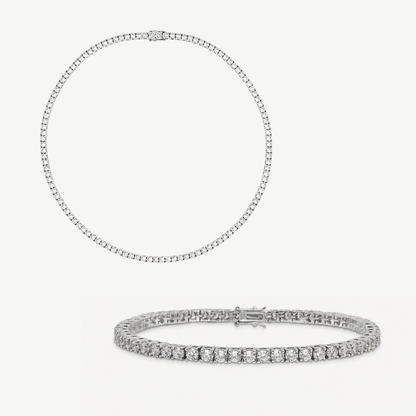 HALO - PARURE COLLIER ET BRACELET TENNIS