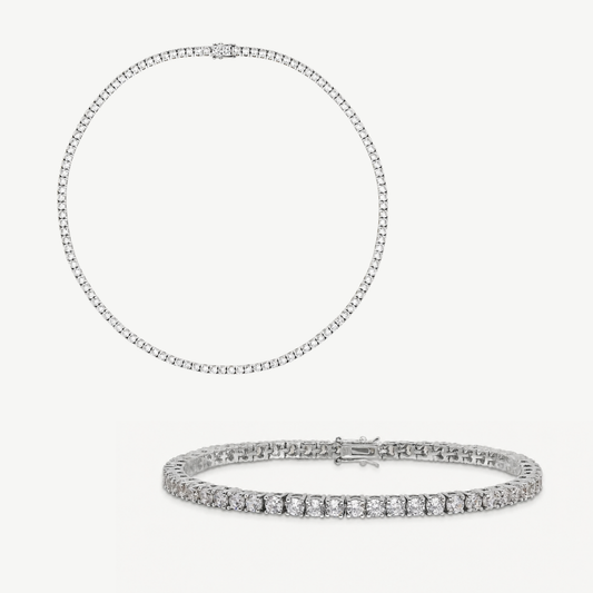 HALO - PARURE COLLIER ET BRACELET TENNIS