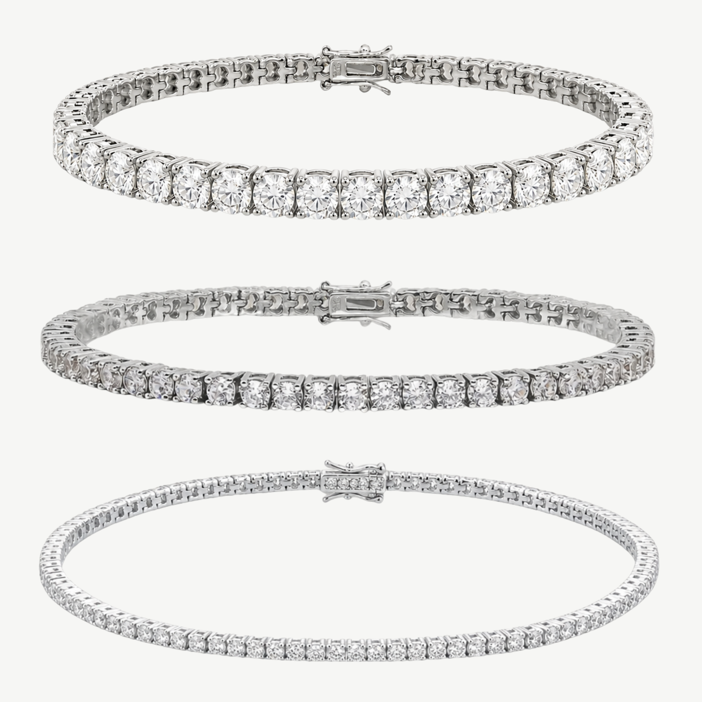 HALO - BUNDLE DE BRACELETS TENNIS MULTI-TAILLES ARGENTÉS
