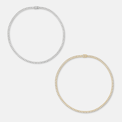 HALO - LOT COLLIER TENNIS PLAQUÉ OR & ARGENT