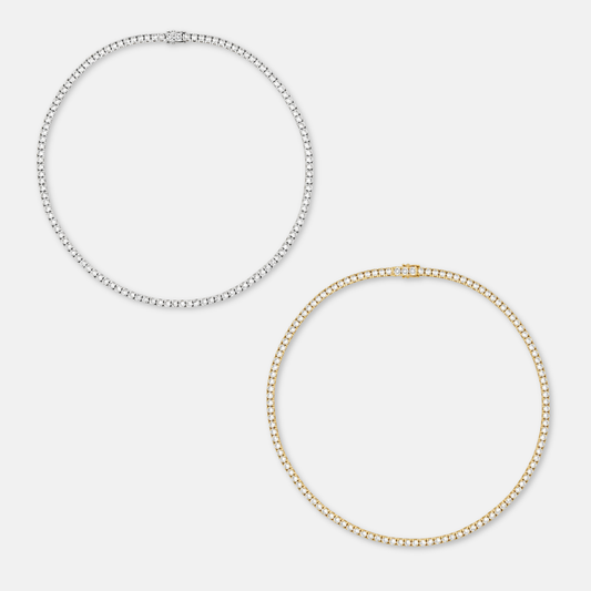HALO - LOT COLLIER TENNIS PLAQUÉ OR & ARGENT